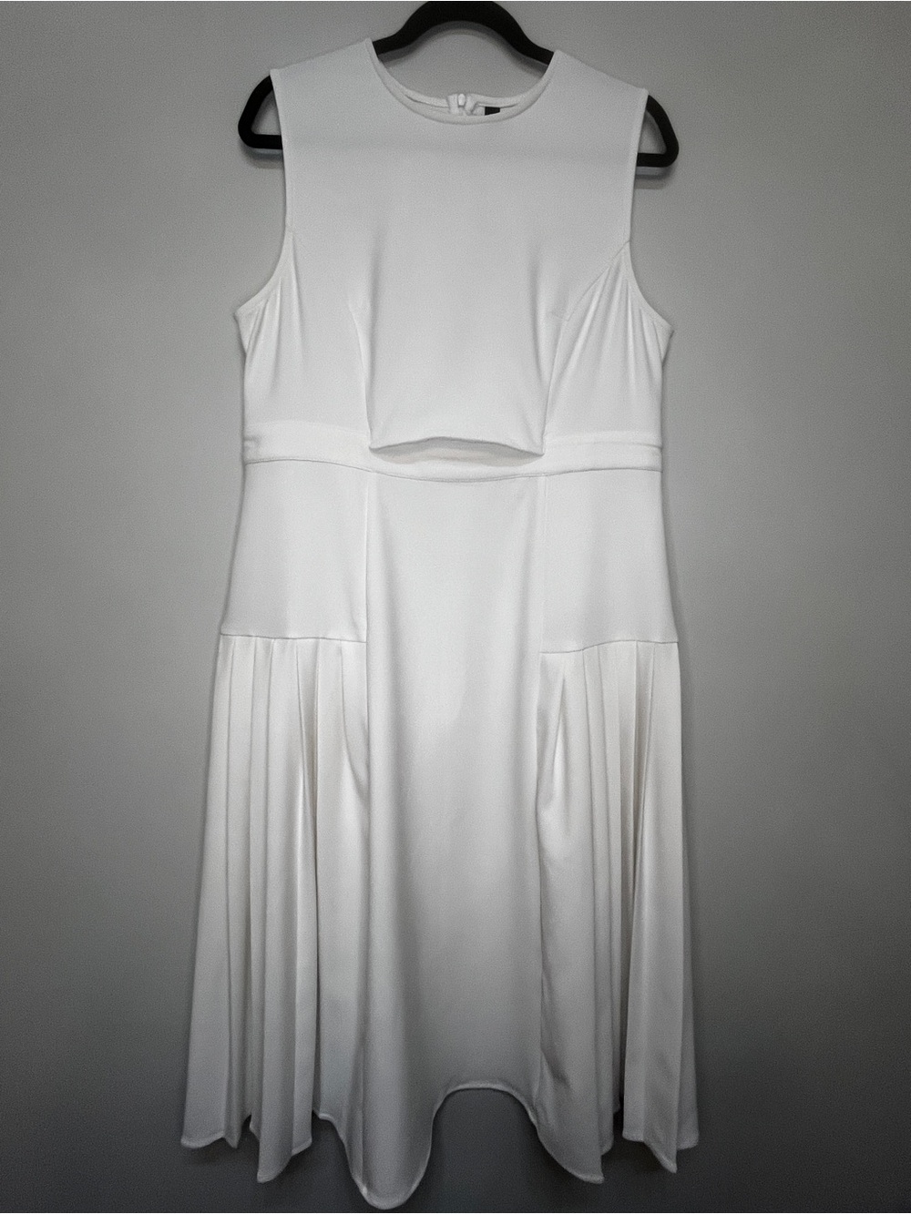 White Pleated Panel Midi Dress